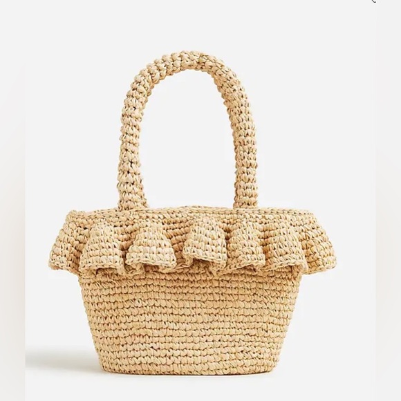 J. Crew Handbags - J Crew Raffia Ruffle-Hem Bag ~ NWT